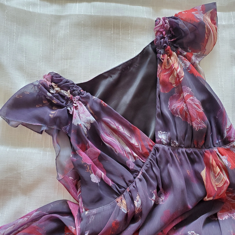 Buffalo David Bitton Purple and Red Floral Midi Dress